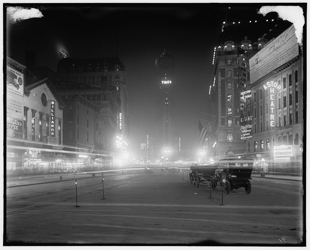 [Times Square at night, New York, N.Y.]