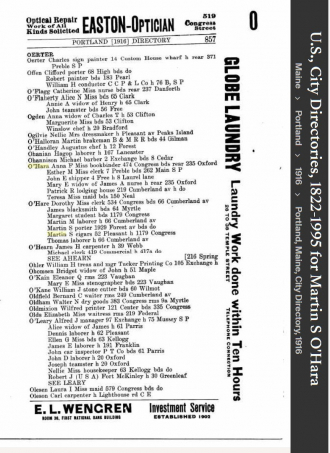 Martin Scanlan O'Hare--U.S., City Directories, 1822-1995(1916) a