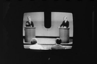 [President Gerald Ford and Jimmy Carter on television...