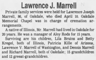 Lawrence J Marrell Obituary