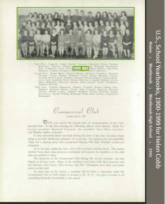 Helen Louise Cobb-McSween --U.S., School Yearbooks, 1900-1999(1942) Commercial Club