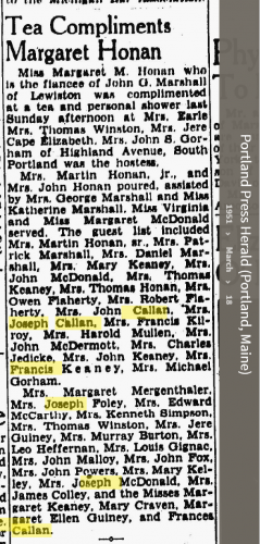 Margaret Mary Honan-Marshall--Portland Press Herald (Portland, Maine)(18mar1951)