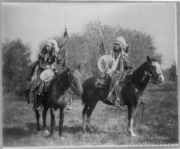 Two Sioux Native Americans on Horseback