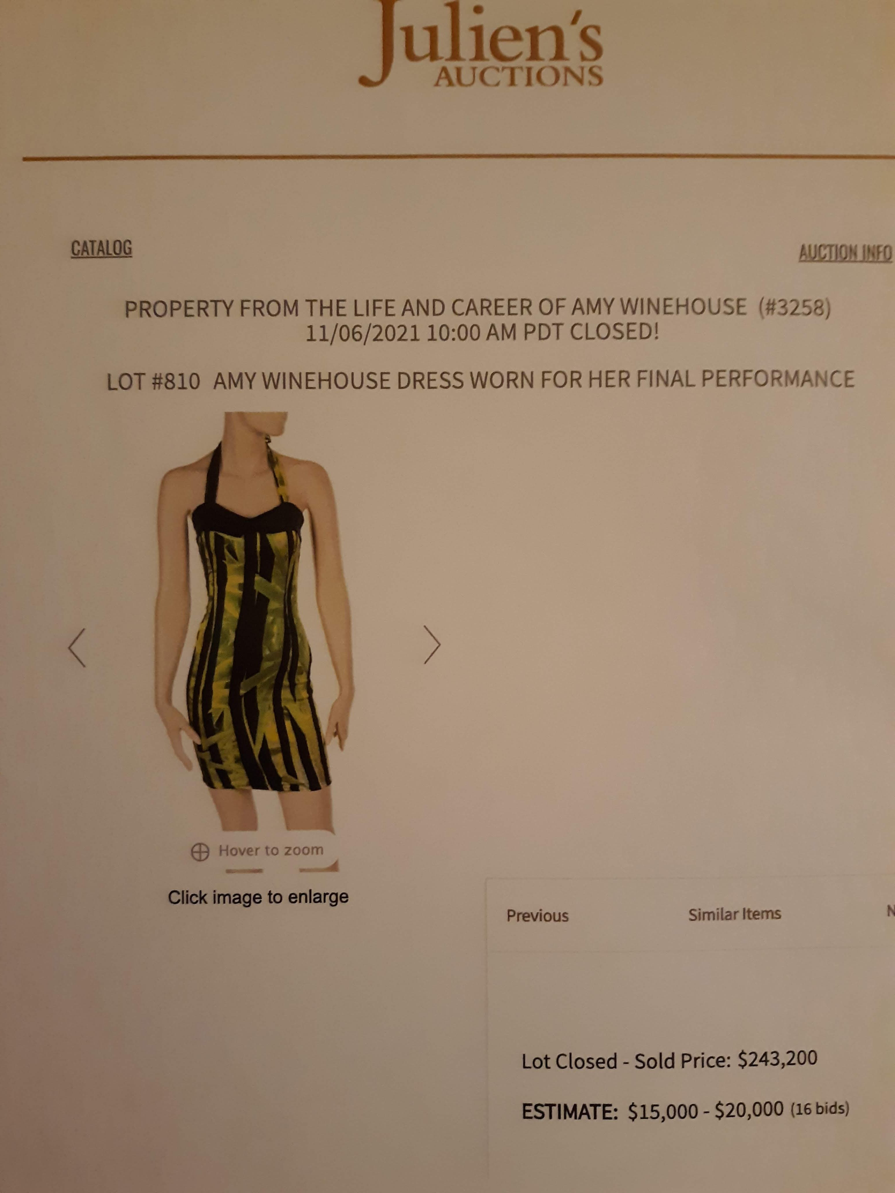 Amy Winehouse auction dress