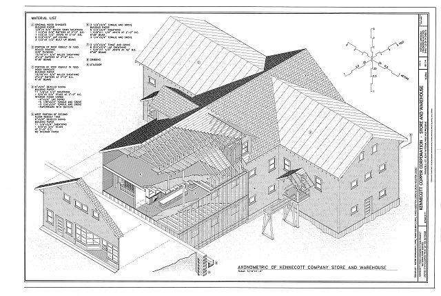 Axonometric of Kennecott Company Store and Warehouse -...