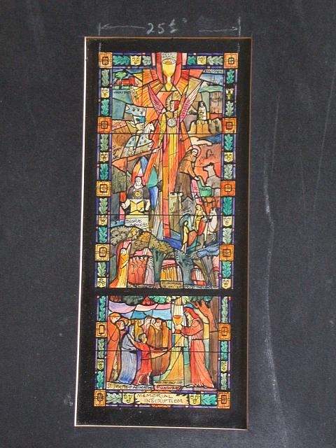 [Design drawing for stained glass memorial window with...