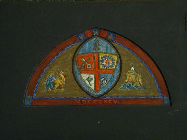 [Design drawing for mural "MDCCCXCVI" showing lunette...