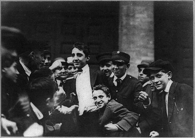 Strikes - messenger boys, N.Y. - surrounding a scab