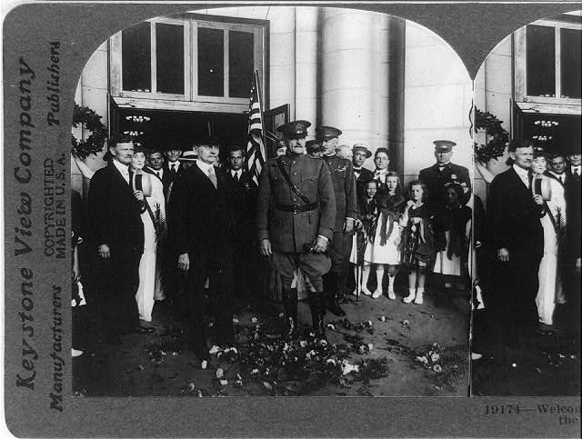 Welcoming General Pershing upon his arrival at the Union...