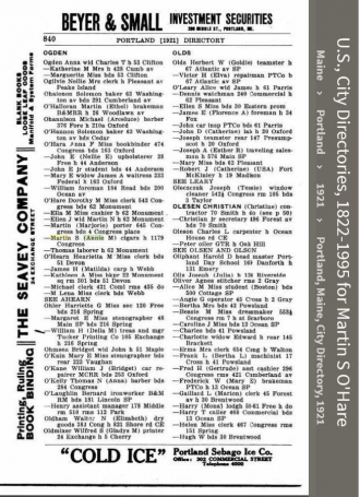 Martin Scanlan O'Hare --U.S., City Directories, 1822-1995(1921)