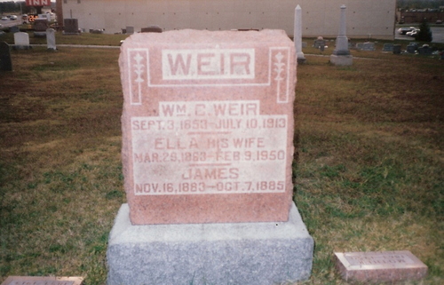 William Chestley Weir,Luella Martha Piper & James Weir gravestone