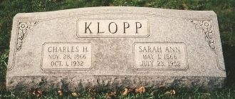 Headstone of Charles H. & Sarah A. (Brossman) Klopp