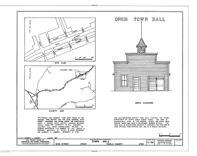 HABS UTAH,23-OPHIR,1- (sheet 1 of 3) - Town Hall, 43 Main...