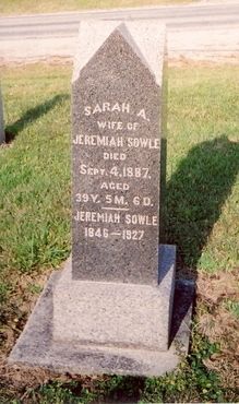 Jeremiah Sowle & Sarah Ann Fleming gravestone