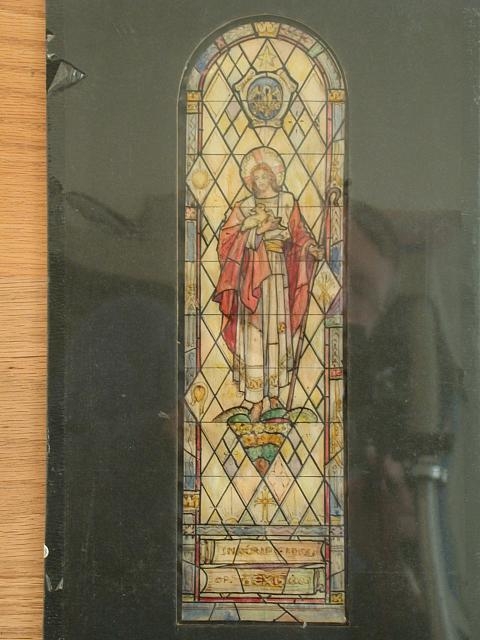 [Design drawing for stained glass memorial window with...