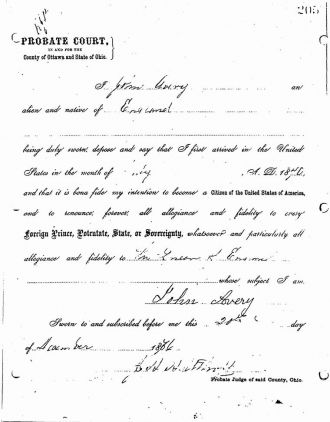 John Avery Naturalization