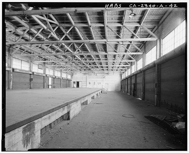 Interior view of loading dock, main floor, looking west...