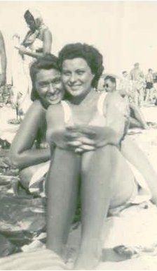 Nanny and Mom at the beach