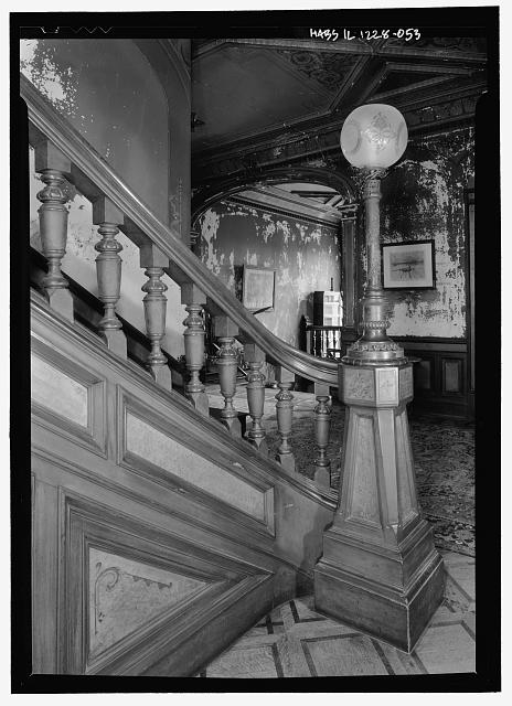 First floor, stairway, newel and light post from...