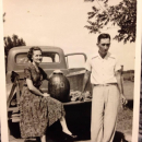 William and Hazel Searcy and their 70 pound watermelon!