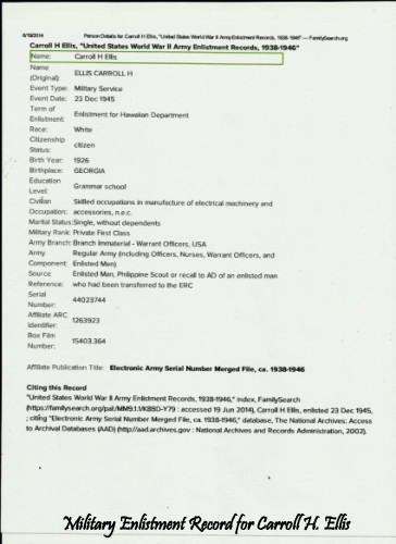 ARMY ENLISTMENT RECORDS 1938-1945