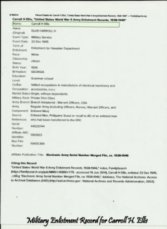 ARMY ENLISTMENT RECORDS 1938-1945