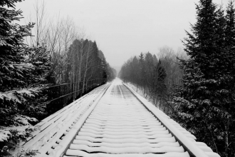 Winter in Upson on the trestle just a few yards from Oliver Peteffi's tavern