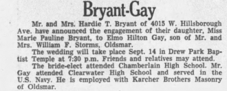 Bryant-Gay Wedding Announcement