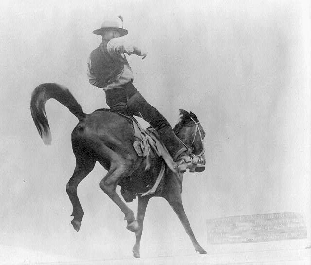 Ned Coy on a bucking bronco