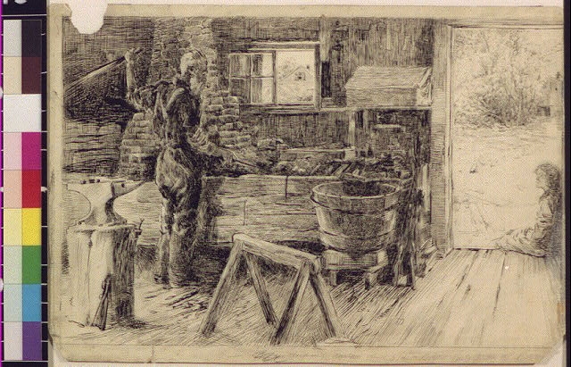 The children ... often rested at the doorway of his shop