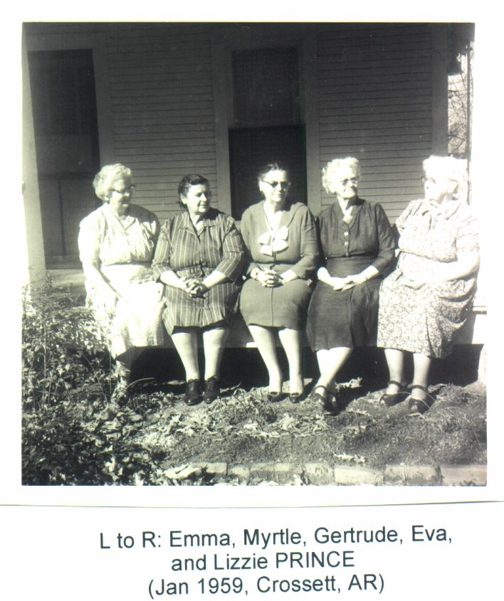 Emma, Myrtle, Gertrude, Eva, Lizzie Prince 1959