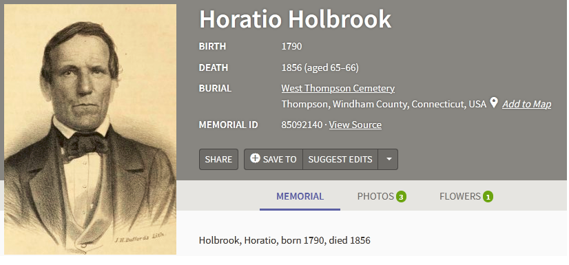 Horatio Holbrook 1790 - 1856