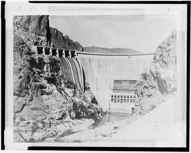 22. VIEW SHOWING THE COMPLETED HORSE MESA DAM, EXCEPT FOR...