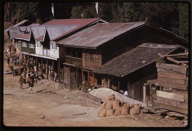 [Buildings along a street in a town, western Sikkim]
