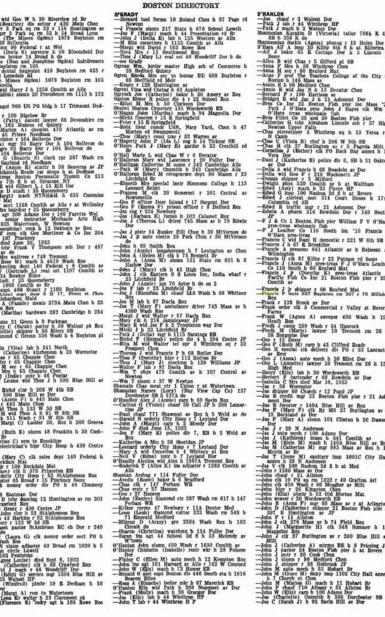 Francis Patrick O'hara --U.S., City Directories, 1822-1995(1934)