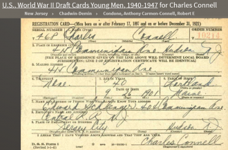 Charles J Connell--U.S., World War II Draft Cards Young Men, 1940-1947(16 feb 1942)