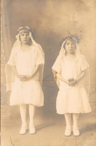 My Grandmother and her sister making their first communion about 1925 or 1926