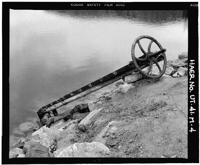 4. VIEW OF INCLINED OUTLET GATE WHEEL, STEM AND STEM...