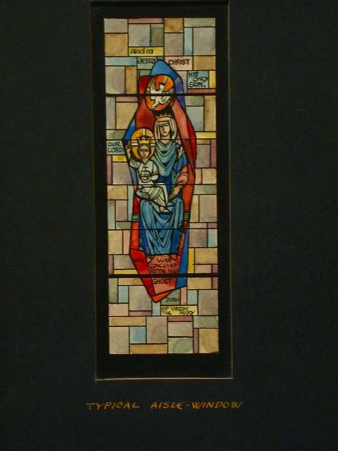 [Design drawing for stained glass typical aisle window...