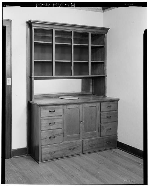 9. INTERIOR DETAIL OF CHERRY CABINET IN DINING ROOM. -...