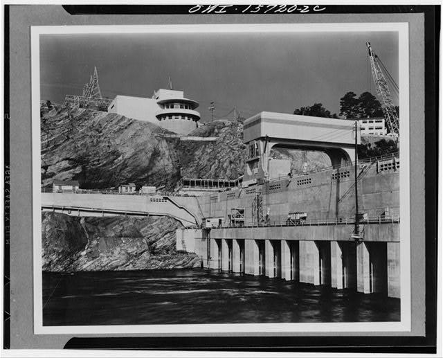 Dams under construction. Watts Bar Dam, shown here under...