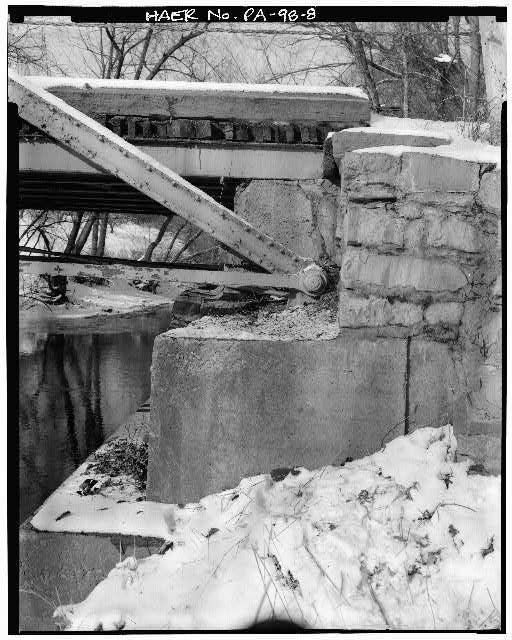 8. VIEW OF ABUTMENT AND BEARING - Washingtonville Bridge,...
