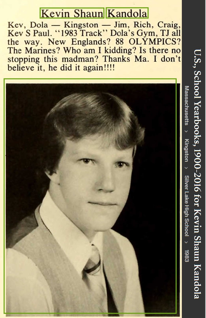 Kevin Shaun Kandola--U.S., School Yearbooks, 1900-2016(1983)