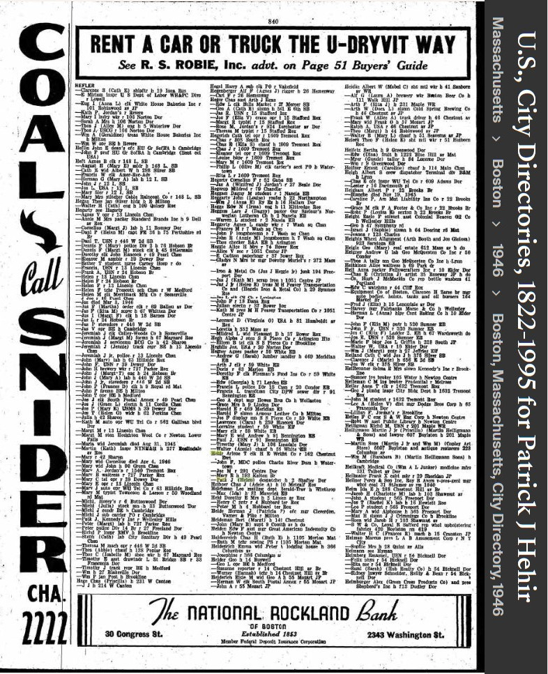 Patrick James Hehir jr--U.S., City Directories, 1822-1995(1946)