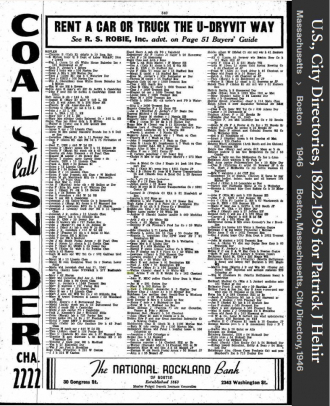 Patrick James Hehir jr--U.S., City Directories, 1822-1995(1946)