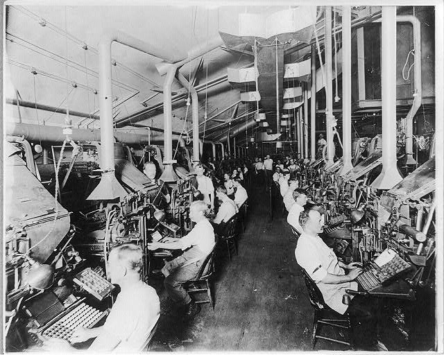 Newspaper publishing - N.Y. Herald: Composing room and...