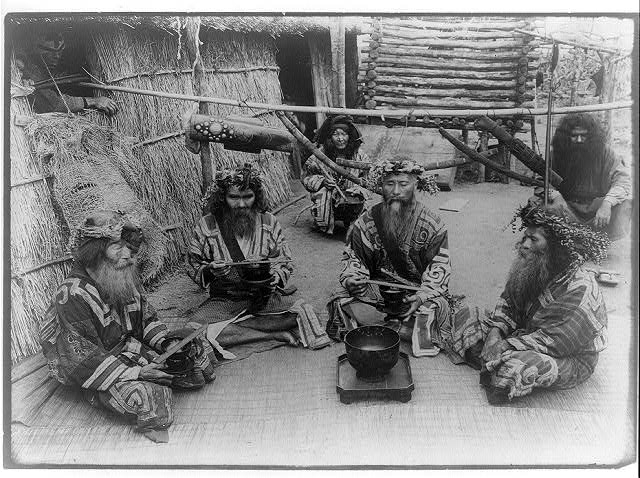 Ainu people in formal attire