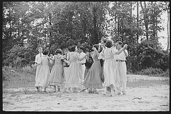 Schoolchildren doing dance on May Day health day at...