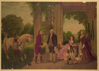 The reception of Lafayette at Mount Vernon, home of...