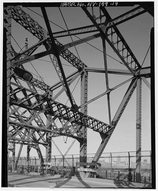 14. View of swing truss apex with major sway bracing and...